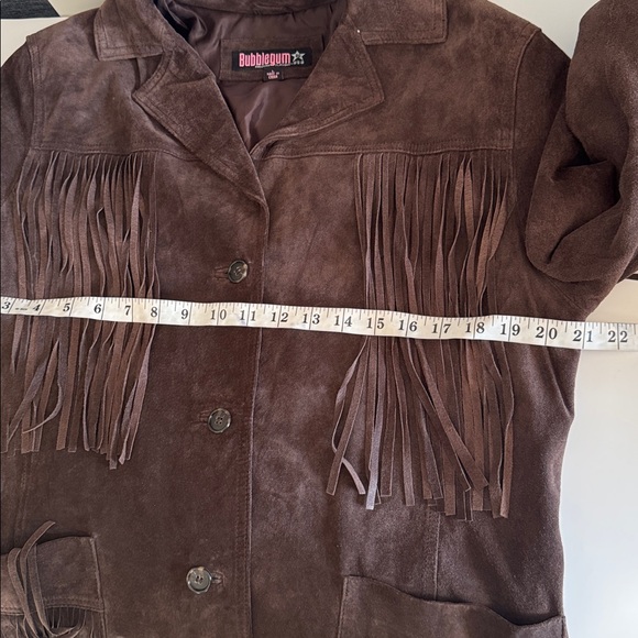 Bubblegum USA Y2K Western-Boho Brown Suede Fringe Jacket size L - Picture 8 of 10